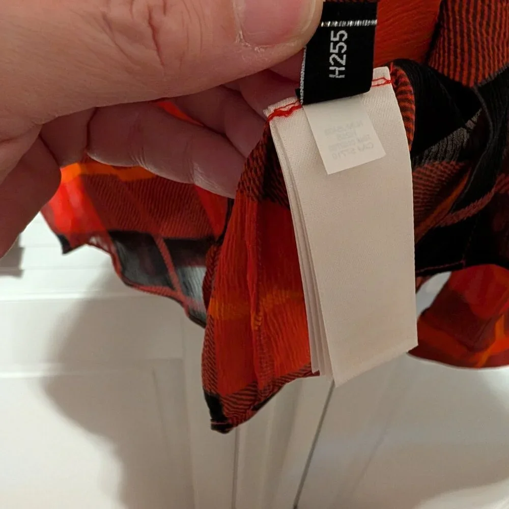 Kate Spade Plaid Silk Chiffon Ruffled Blouse, Size 10 - Picture 4 of 13